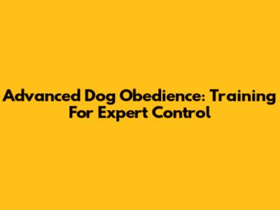 Advanced Dog Obedience: Training For Expert Control