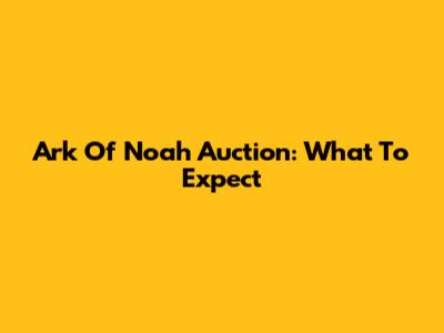 Ark Of Noah Auction: What To Expect