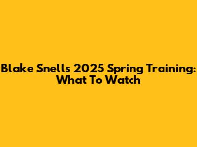 Blake Snell's 2025 Spring Training: What To Watch