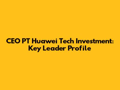 CEO PT Huawei Tech Investment: Key Leader Profile
