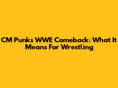 CM Punk's WWE Comeback: What It Means For Wrestling