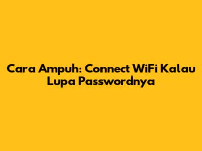 Cara Ampuh: Connect WiFi Kalau Lupa Passwordnya