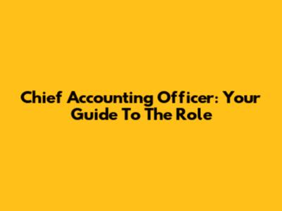 Chief Accounting Officer: Your Guide To The Role
