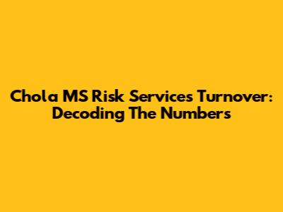 Chola MS Risk Services Turnover: Decoding The Numbers