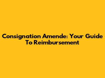 Consignation Amende: Your Guide To Reimbursement