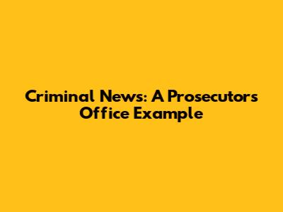 Criminal News: A Prosecutor's Office Example