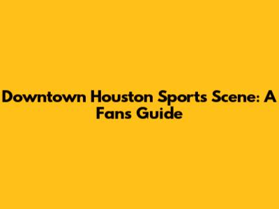 Downtown Houston Sports Scene: A Fan's Guide