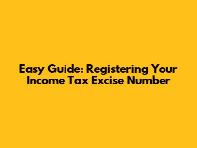 Easy Guide: Registering Your Income Tax Excise Number