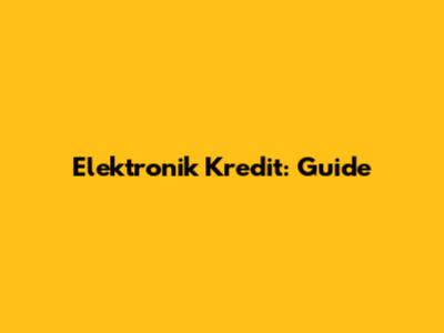 Elektronik Kredit: Guide