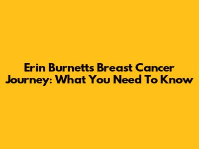 Erin Burnett's Breast Cancer Journey: What You Need To Know