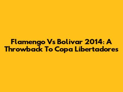 Flamengo Vs Bolivar 2014: A Throwback To Copa Libertadores