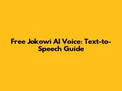 Free Jokowi AI Voice: Text-to-Speech Guide