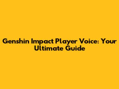 Genshin Impact Player Voice: Your Ultimate Guide