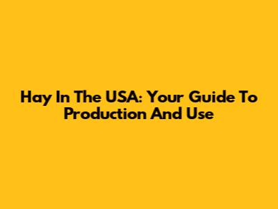 Hay In The USA: Your Guide To Production And Use