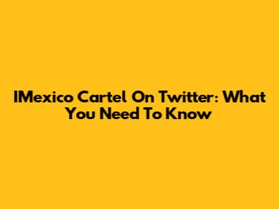 IMexico Cartel On Twitter: What You Need To Know