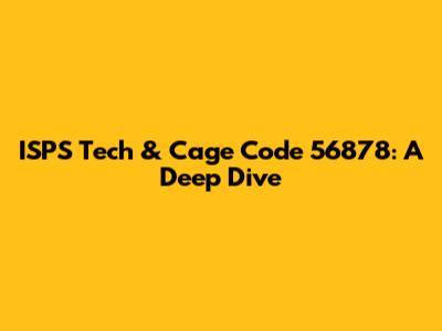 ISPS Tech & Cage Code 56878: A Deep Dive