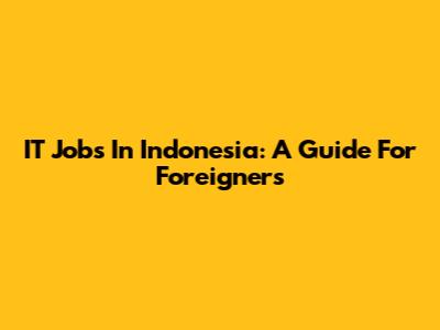 IT Jobs In Indonesia: A Guide For Foreigners