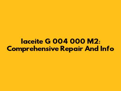 Iaceite G 004 000 M2: Comprehensive Repair And Info