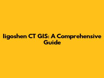 Iigoshen CT GIS: A Comprehensive Guide