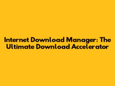 Internet Download Manager: The Ultimate Download Accelerator