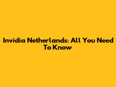 Invidia Netherlands: All You Need To Know