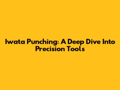 Iwata Punching: A Deep Dive Into Precision Tools