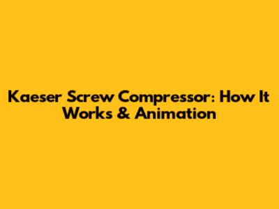 Kaeser Screw Compressor: How It Works & Animation