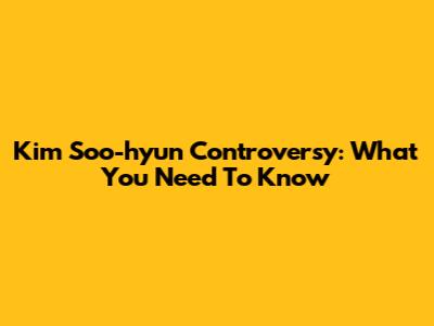 Kim Soo-hyun Controversy: What You Need To Know