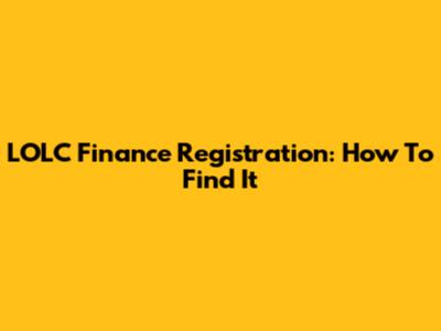 LOLC Finance Registration: How To Find It