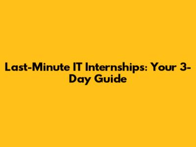 Last-Minute IT Internships: Your 3-Day Guide