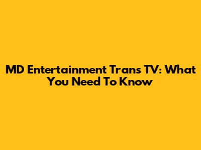 MD Entertainment Trans TV: What You Need To Know