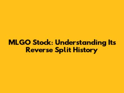 MLGO Stock: Understanding Its Reverse Split History