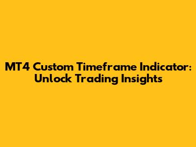 MT4 Custom Timeframe Indicator: Unlock Trading Insights