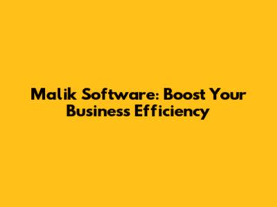Malik Software: Boost Your Business Efficiency