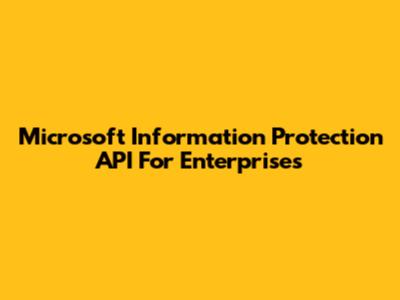 Microsoft Information Protection API For Enterprises