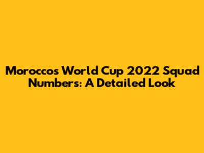 Morocco's World Cup 2022 Squad Numbers: A Detailed Look