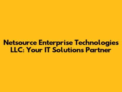 Netsource Enterprise Technologies LLC: Your IT Solutions Partner