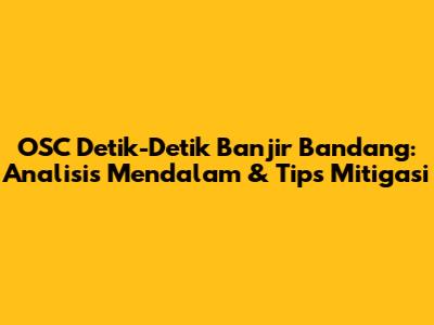 OSC Detik-Detik Banjir Bandang: Analisis Mendalam & Tips Mitigasi