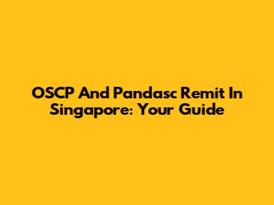 OSCP And Pandasc Remit In Singapore: Your Guide