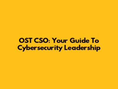 OST CSO: Your Guide To Cybersecurity Leadership