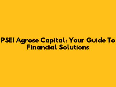PSEI Agrose Capital: Your Guide To Financial Solutions