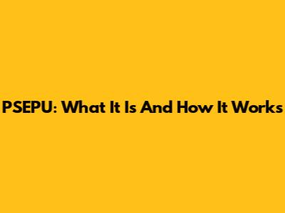 PSEPU: What It Is And How It Works