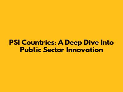 PSI Countries: A Deep Dive Into Public Sector Innovation