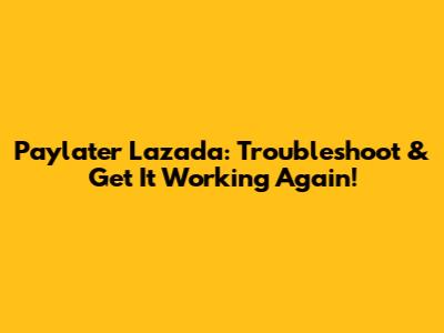 Paylater Lazada: Troubleshoot & Get It Working Again!
