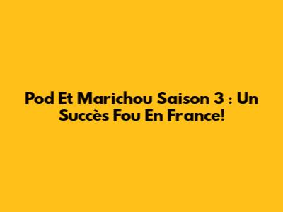 Pod Et Marichou Saison 3 : Un Succès Fou En France!