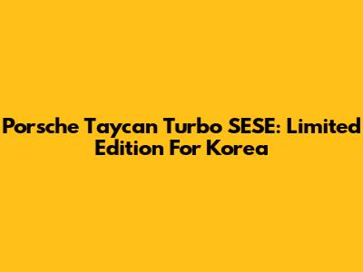 Porsche Taycan Turbo SESE: Limited Edition For Korea