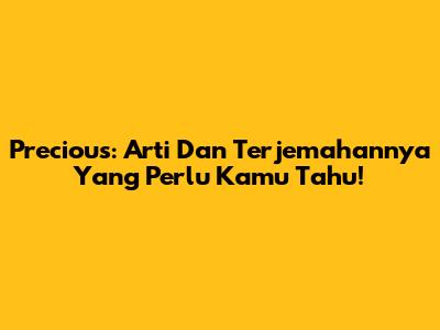 Precious: Arti Dan Terjemahannya Yang Perlu Kamu Tahu!