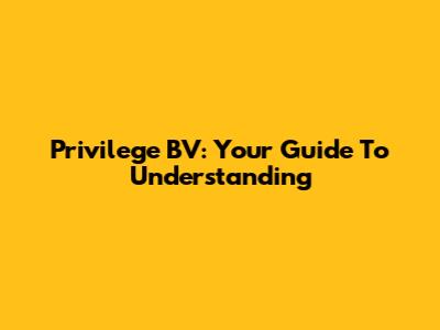 Privilege BV: Your Guide To Understanding