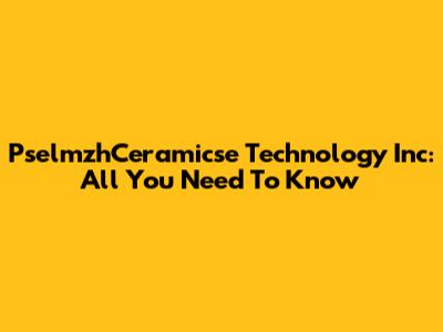 PselmzhCeramicse Technology Inc: All You Need To Know