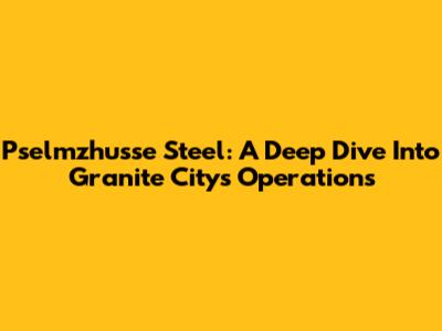 Pselmzhusse Steel: A Deep Dive Into Granite City's Operations